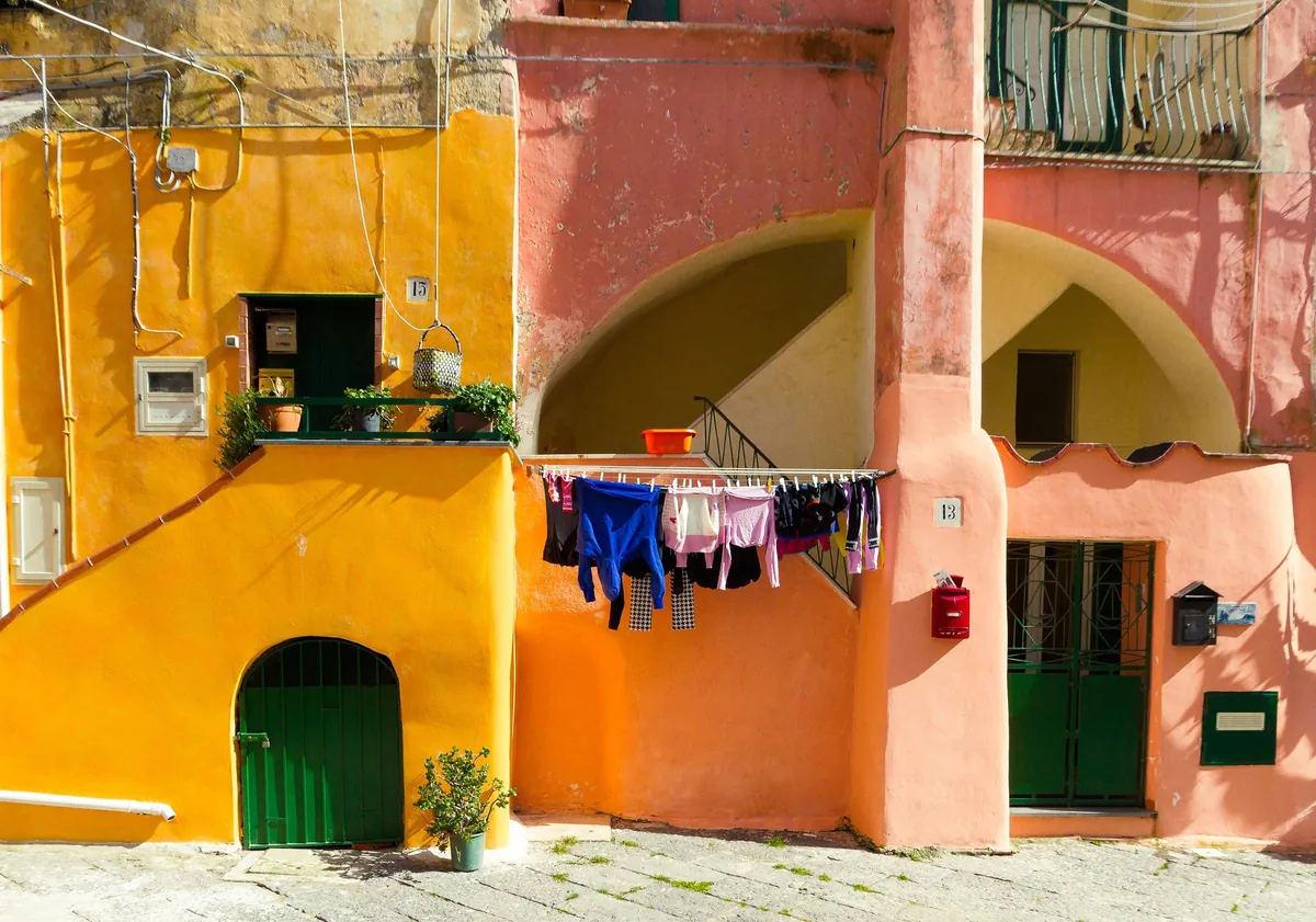 The inner courtyard of the Casale Vascello, Procida