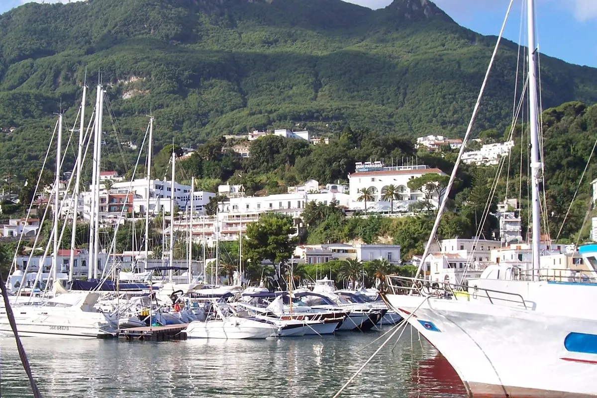 The harbour of Casamicciola on Ischia, with Monte Epomeo behind