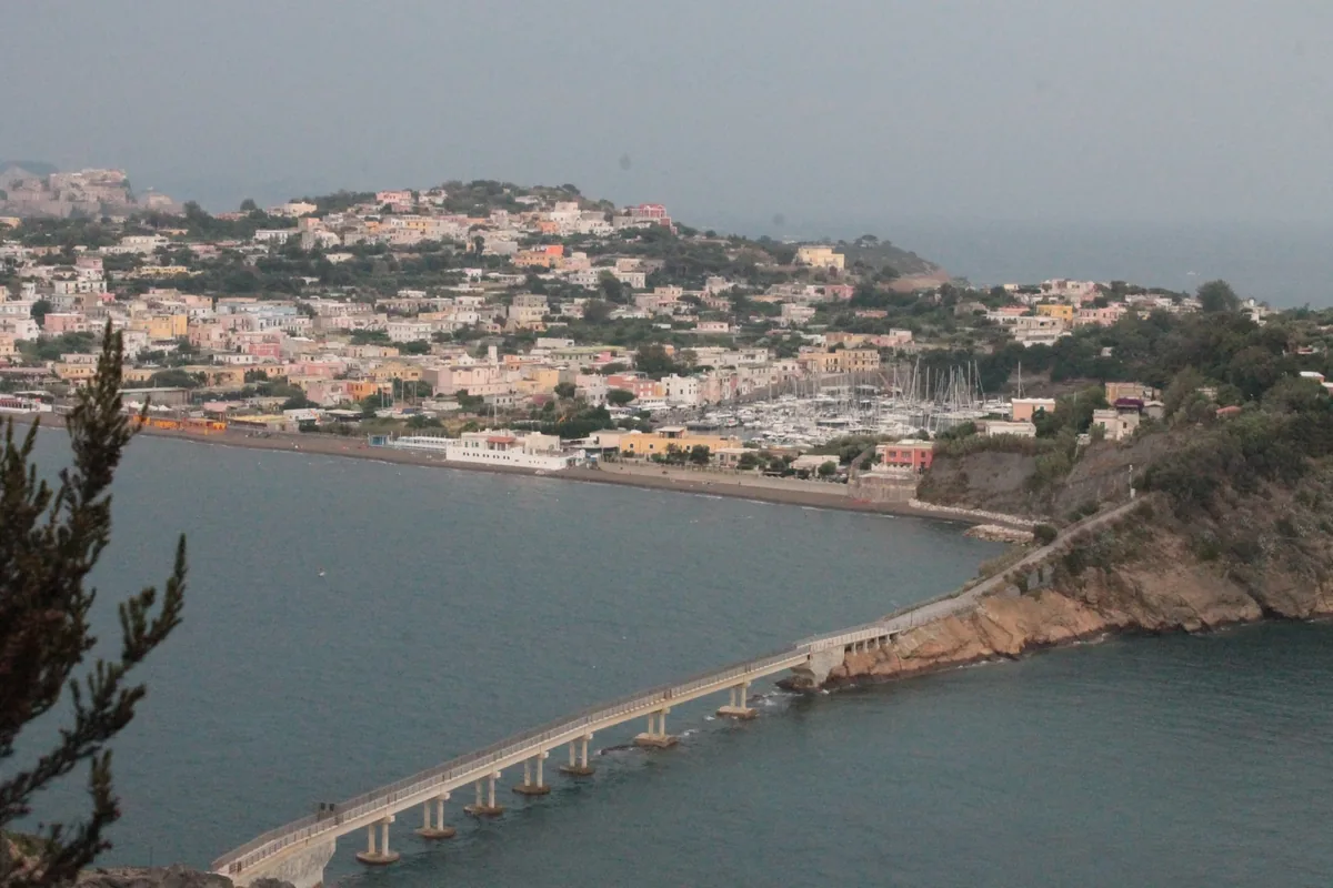 The bridge that links the Chiaiolella to the islet of Vivara, Procida