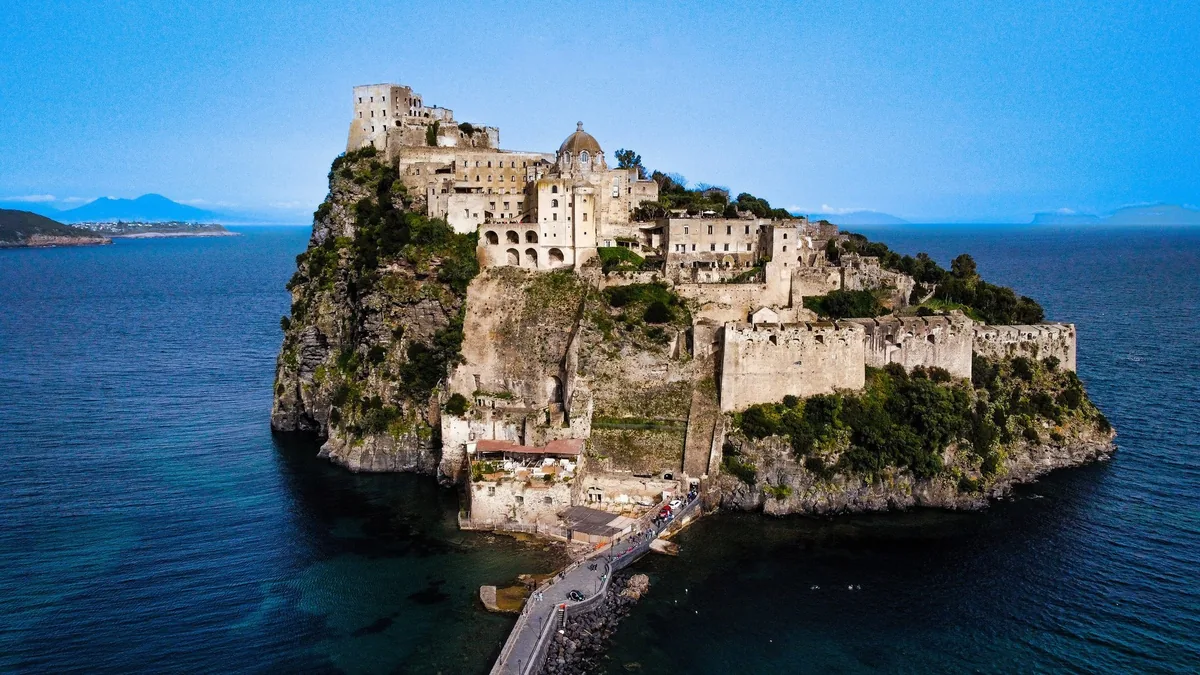 The Castello Aragonese of Ischia seen from the sea